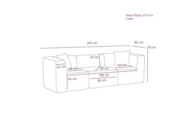Veyno Sofa 3-sits - Antrasitt - Møbler - Sofaer - 3 seter sofa
