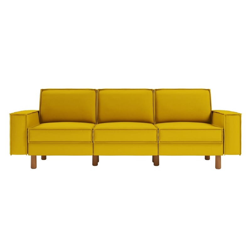 Vilsa 3-seter Myk Dyp Sofa i Lin - Gul|Brun - Møbler - Sofaer - 3 seter sofa