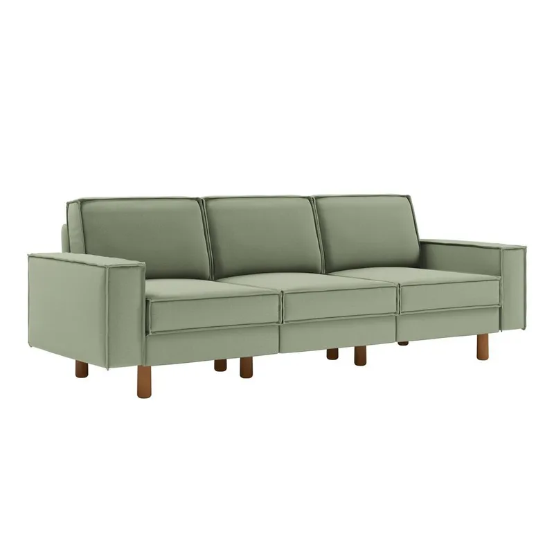 Vilsa 3-seter Myk Dyp Sofa i Stoff, Brun|Grønn