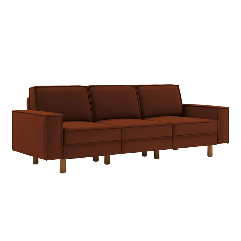 Vilsa 3-seter Myk Dyp Sofa i Stoff, Rustbrun