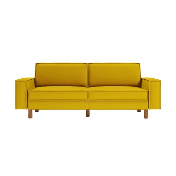 Vilsa 3-seter Myk Dyp Sofa med Kantsøm og Boxig i Lin - Sennepsgul - Møbler - Sofaer - 3 seter sofa