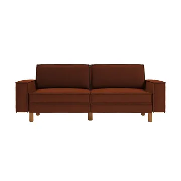 Vilsa 3-seter Myk Dyp Sofa med Kantsøm og Boxig i Stoff - Rust - Møbler - Sofaer - Fløyelssofaer