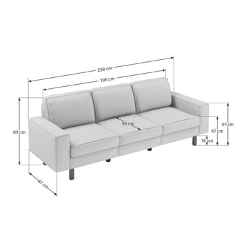 Vilsa 3-seters sofa - Beige - Møbler - Sofaer - 3 seter sofa