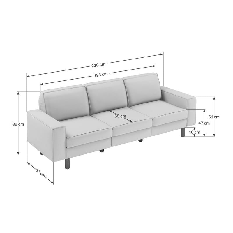 Vilsa 3-seters sofa - Flerfarget - Møbler - Sofaer - Fløyelssofaer
