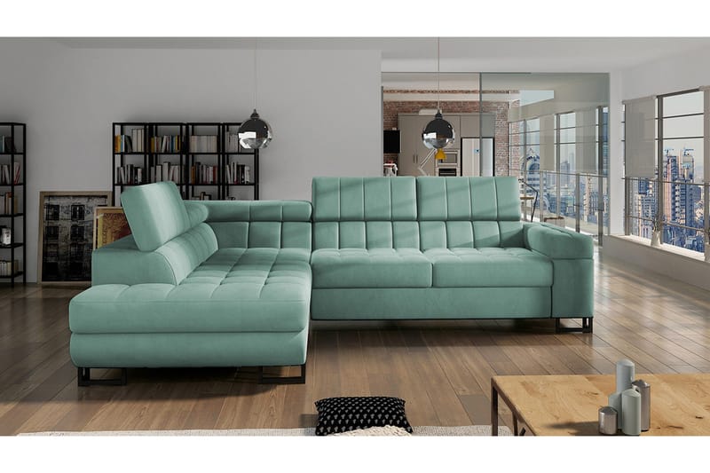 Warwick Sofa med Sjeselong 3-seter - Grønn - Møbler - Sofaer - Fløyelssofaer