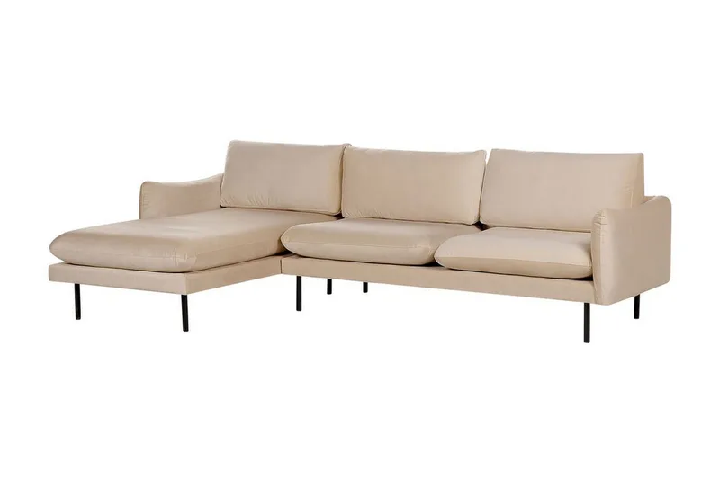 Woodal Hjørnesofa 4-seter - Beige/Svart - Møbler - Sofaer - Fløyelssofaer