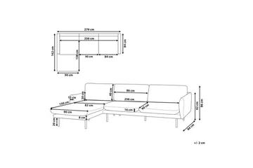 Woodal Hjørnesofa 4-seter - Grå/Svart - Møbler - Sofaer - Fløyelssofaer