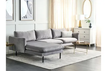 Woodal Hjørnesofa 4-seter - Grå/Svart - Møbler - Sofaer - Fløyelssofaer