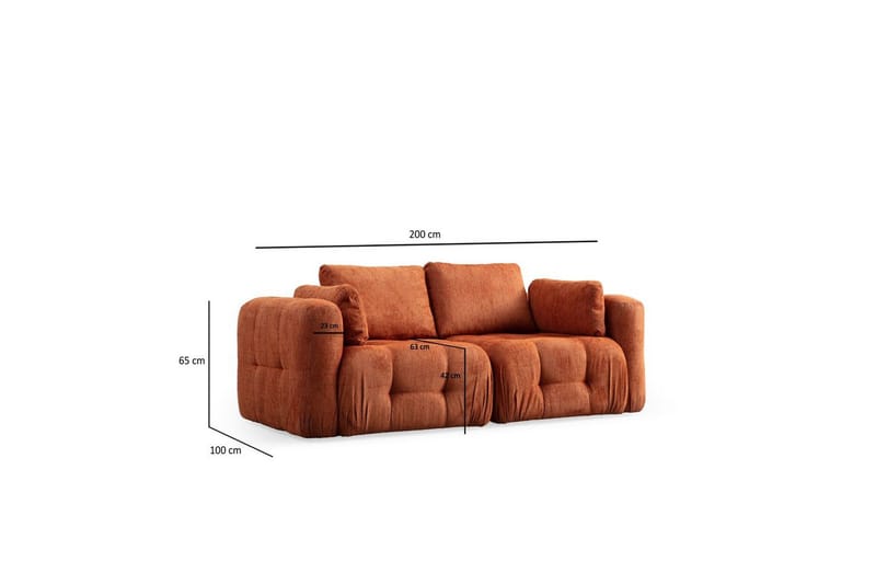 Yvara Sofa 2-sits - Oransje - Møbler - Sofaer - Modulsofaer - Komplett modulsofa