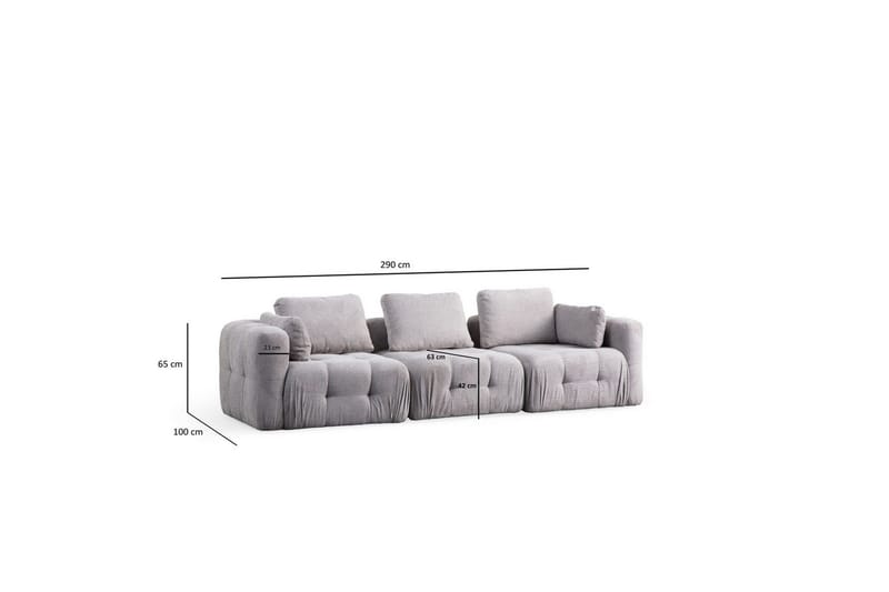 Yvara Sofa 3-sits - Grå - Møbler - Sofaer - 3 seter sofa