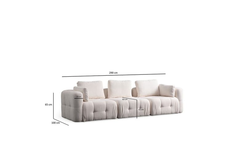 Yvara Sofa 3-sits - Hvit - Møbler - Sofaer - 3 seter sofa
