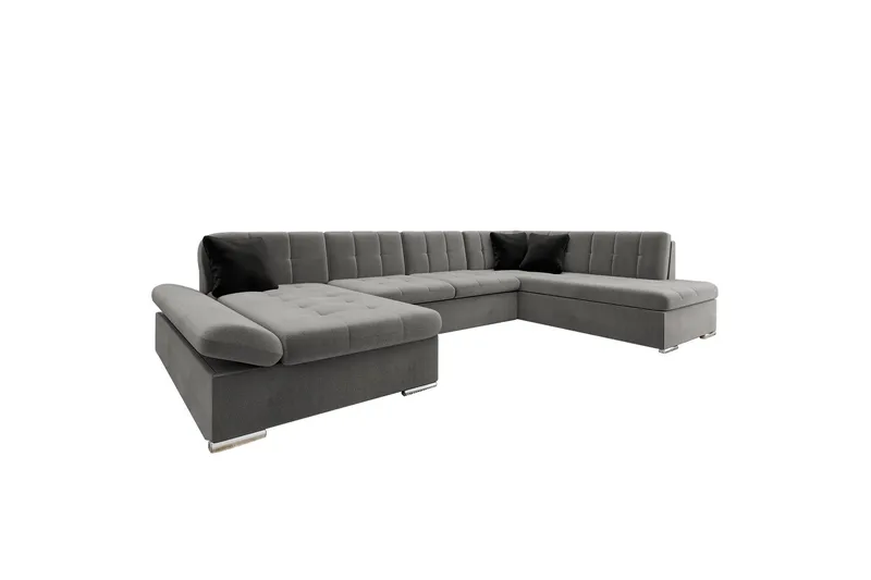 Zumar Sofa med Sjeselong og Divan 4-seter, Grå/Svart