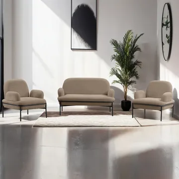 Zyricus sofagruppe 2-seters sofa + 2 lenestoler Teddy - Cappuccino - Møbler - Sofaer - Sofagrupper