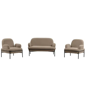 Zyricus sofagruppe 2-seters sofa + 2 lenestoler Teddy - Cappuccino - Møbler - Sofaer - Sofagrupper