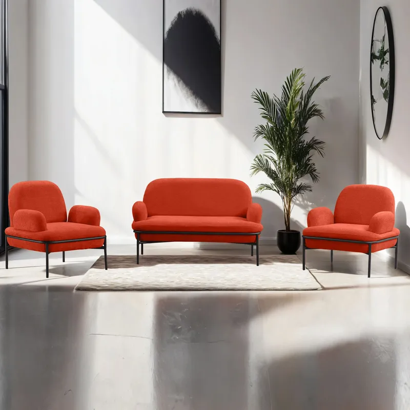 Zyricus sofagruppe 2-seters sofa + 2 lenestoler Teddy - Teglrød - Møbler - Sofaer - Sofagrupper