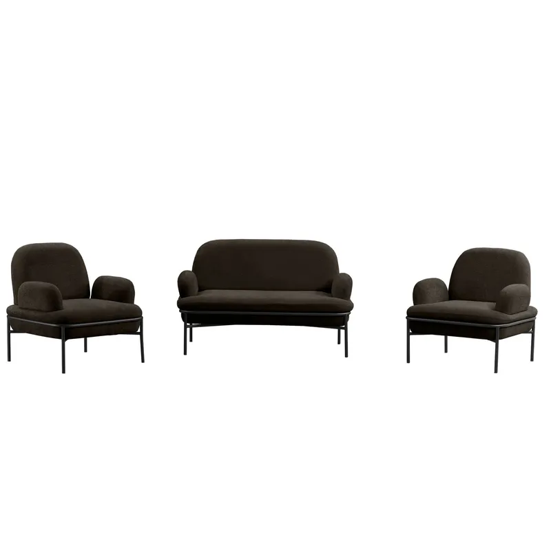 Zyricus sofagruppe 2-seters sofa + 2 lenestoler Teddy, Antrasitt