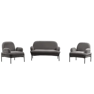 Zyricus sofagruppe 2-seters sofa + 2 lenestoler Teddy - Grå - Møbler - Sofaer - Sofagrupper