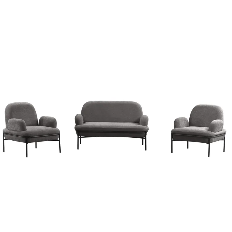 Zyricus sofagruppe 2-seters sofa + 2 lenestoler Teddy, Grå