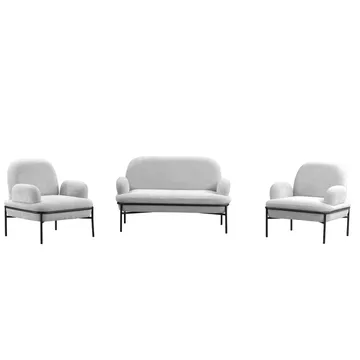 Zyricus sofagruppe 2-seters sofa + 2 lenestoler Teddy - Hvit - Møbler - Sofaer - Sofagrupper