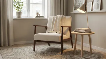 Ängsbro lenestol i stoff - Beige - Møbler - Stoler - Lenestoler
