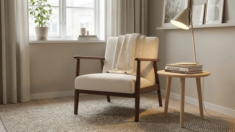 Ängsbro lenestol i stoff - Beige - Møbler - Stoler - Lenestoler