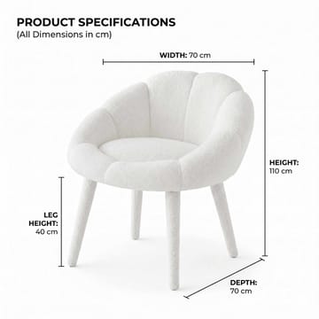Ørelappstol Atelier Del Sofa Papatya (70 x 110 x 70 cm) Hvit - Møbler - Stoler - Lenestoler