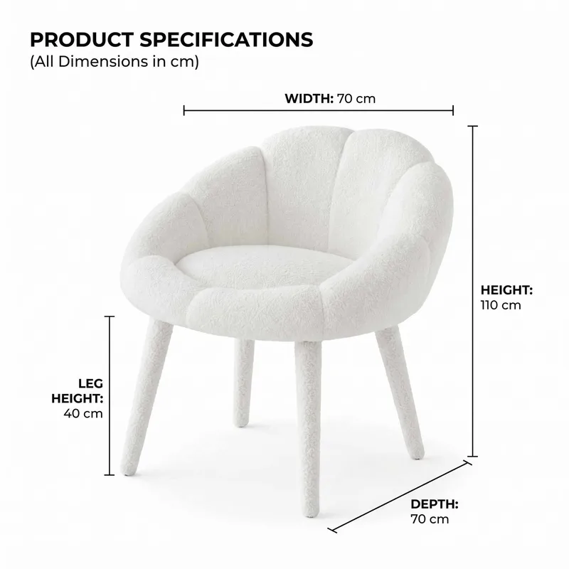Ørelappstol Atelier Del Sofa Papatya (70 x 110 x 70 cm) Hvit - Møbler - Stoler - Lenestoler