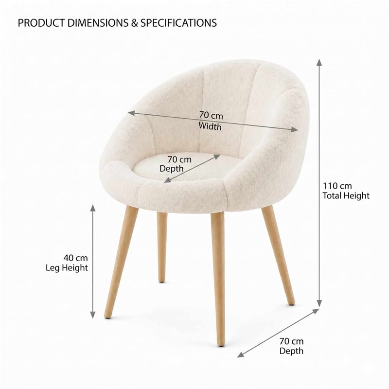 Ørelappstol Atelier Del Sofa Papatya (70 x 110 x 70 cm) Hvit valnøtt - Møbler - Stoler - Lenestoler