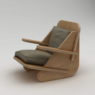 Ørelappstol Homitis Stylish (55 x 60 x 55 cm) naturtre khaki - Naturlig tre og khaki - Møbler - Stoler - Lenestoler