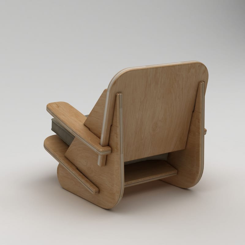 Ørelappstol Homitis Stylish (55 x 60 x 55 cm) naturtre khaki - Naturlig tre og khaki - Møbler - Stoler - Lenestoler