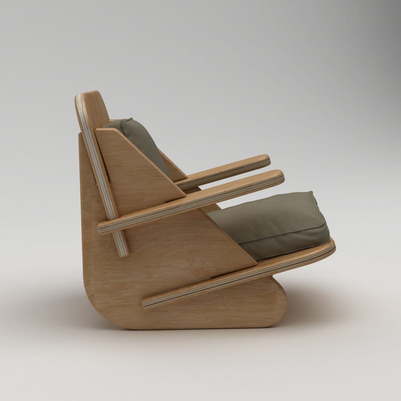 Ørelappstol Homitis Stylish (55 x 60 x 55 cm) naturtre khaki - Naturlig tre og khaki - Møbler - Stoler - Lenestoler