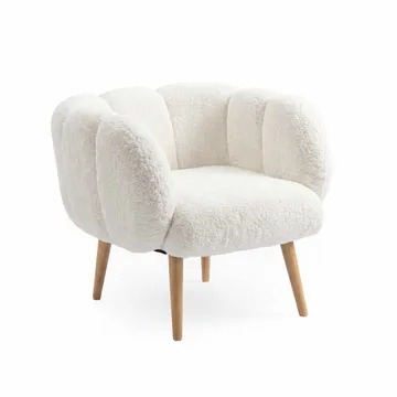 Ørelappstol- og sidebordsett (2 deler) Atelier Del Sofa Lotus (70 x 94 x 42 cm) Hvit - Møbler - Stoler - Lenestoler - Lenestol med fotskammel