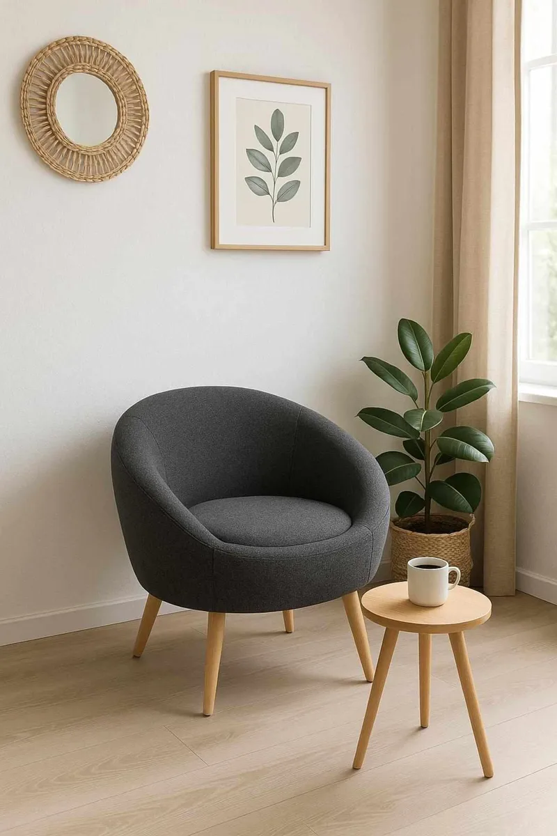 Ørelappstol- og sidebordsett (2 deler) Atelier Del Sofa Tea set (70 x 94 x 42 cm) Antrasitt - Antrasitt - Møbler - Stoler - Lenestoler