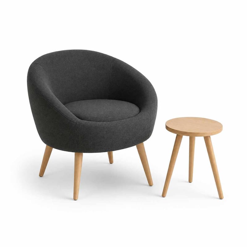Ørelappstol- og sidebordsett (2 deler) Atelier Del Sofa Tea set (70 x 94 x 42 cm) Antrasitt - Antrasitt - Møbler - Stoler - Lenestoler