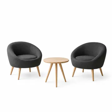 Ørelappstol- og sidebordsett (3 deler) Atelier Del Sofa Tea set (70 x 94 x 42 cm) Antrasitt - Antrasitt - Møbler - Stoler - Lenestoler