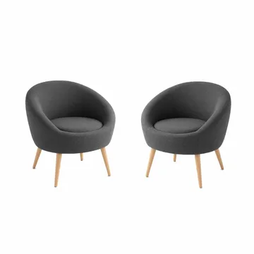 Ørelappstol- og sidebordsett (3 deler) Atelier Del Sofa Tea set (70 x 94 x 42 cm) Antrasitt - Antrasitt - Møbler - Stoler - Lenestoler