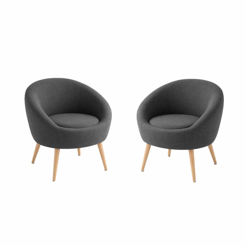 Ørelappstol- og sidebordsett (3 deler) Atelier Del Sofa Tea set (70 x 94 x 42 cm) Antrasitt - Antrasitt - Møbler - Stoler - Lenestoler