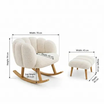 Ørelappstol- og puffesett (2 deler) Atelier Del Sofa Lotus (70 x 94 x 42 cm) Hvit - Møbler - Stoler - Lenestoler