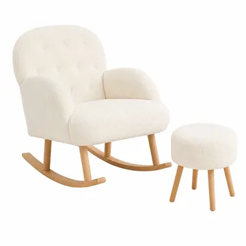 Ørelappstol- og puffesett (2 deler) Atelier Del Sofa Dugmeli (80 x 85 x 65 cm) Hvit