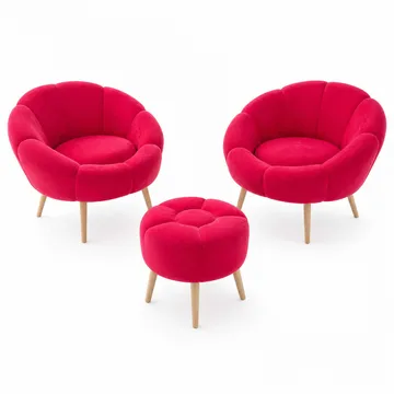 Ørelappstol- og puffsett (3 deler) Atelier Del Sofa Lida Wellsoft (75 x 100 x 42 cm) Fuksia