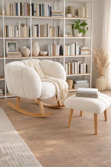 Ørelappstol- og puffesett (2 deler) Atelier Del Sofa Lotus (70 x 94 x 42 cm) Hvit - Møbler - Stoler - Lenestoler