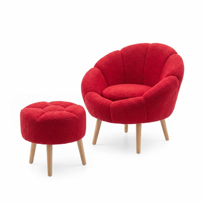 Ørelappstol- og puffesett (2 deler) Atelier Del Sofa Lida (75 x 100 x 42 cm) Fuksia
