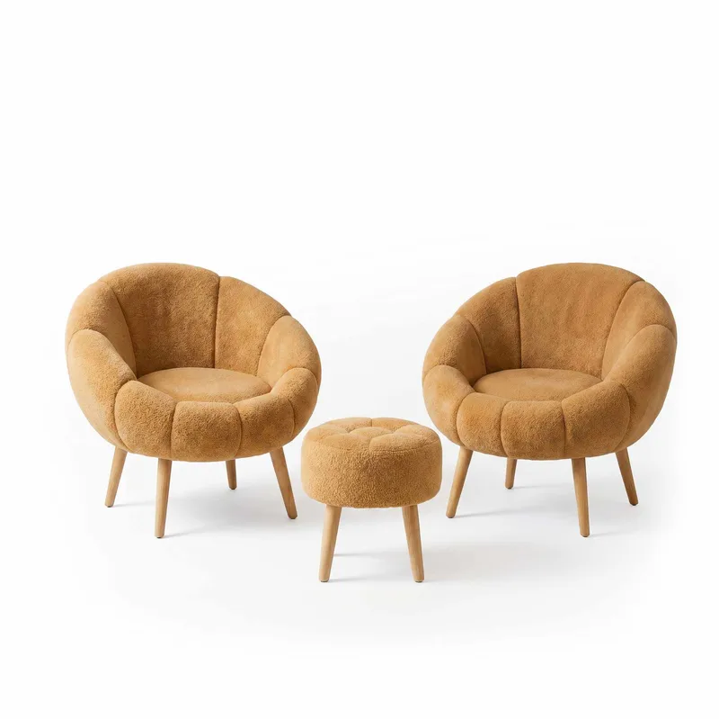 Ørelappstol- og puffsett (3 deler) Atelier Del Sofa Lida Wellsoft (75 x 100 x 42 cm) Brun