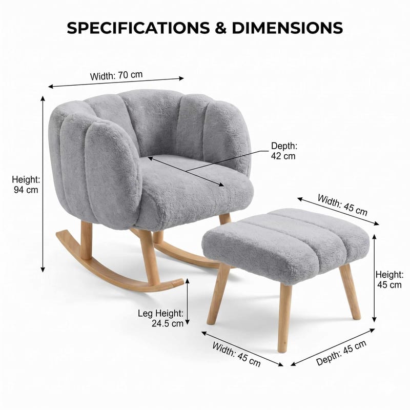 Ørelappstol- og puffesett (2 deler) Atelier Del Sofa Lotus (70 x 94 x 42 cm) Grå - Møbler - Stoler - Lenestoler