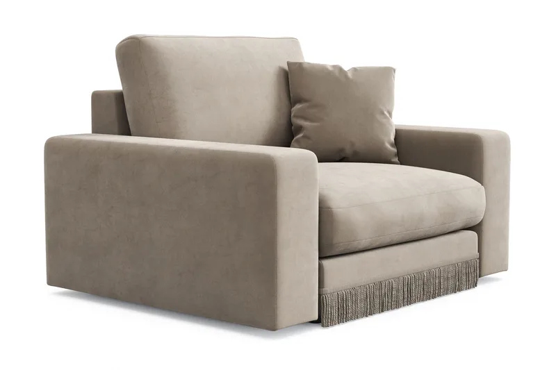 Adelsö by Gynning Dyp Lenestol i fløyel - Beige - Møbler - Stoler - Lenestoler