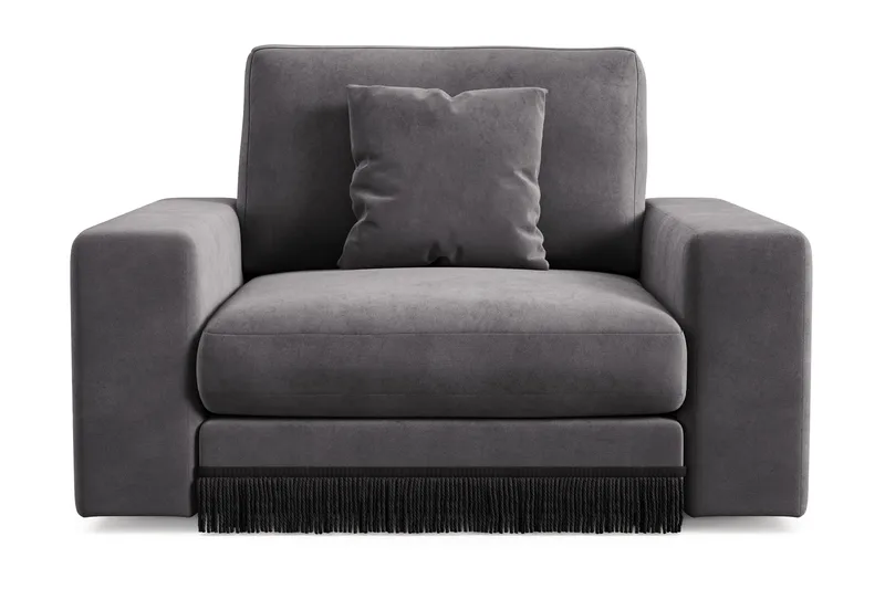 Adelsö by Gynning Dyp Lenestol i fløyel, Mørkegrå