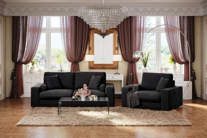 Adelsö by Gynning Dyp Lenestol i fløyel - Svart - Møbler - Stoler - Lenestoler