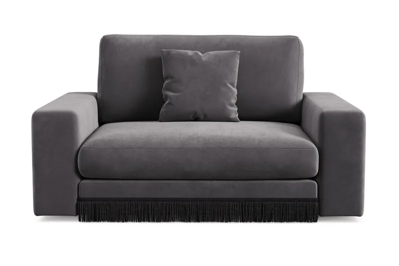 Adelsö by Gynning Stor Dyp Lenestol i fløyel, Mørkegrå