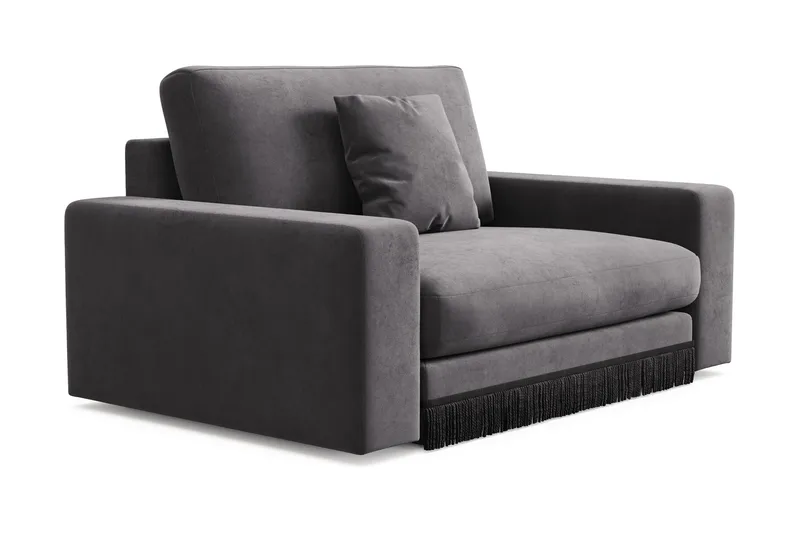 Adelsö by Gynning Stor Dyp Lenestol i fløyel - Mørkegrå - Møbler - Stoler - Lenestoler