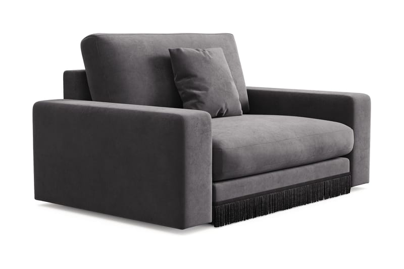 Adelsö by Gynning Stor Dyp Lenestol i fløyel - Mørkegrå - Møbler - Stoler - Lenestoler